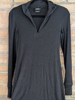 Prana Black Ribbed Long Sleeve Dress with Half-Zip